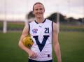 Charlie McKinnon, pictured in the Vic Country under 16s jumper, made his GWV Rebels debut on Sunday. File picture